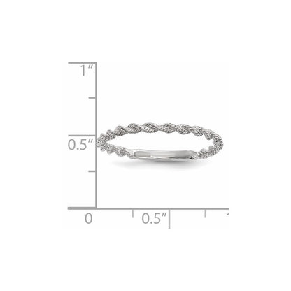 14K Weißgold Ring, poliert, gedreht, Seildesign