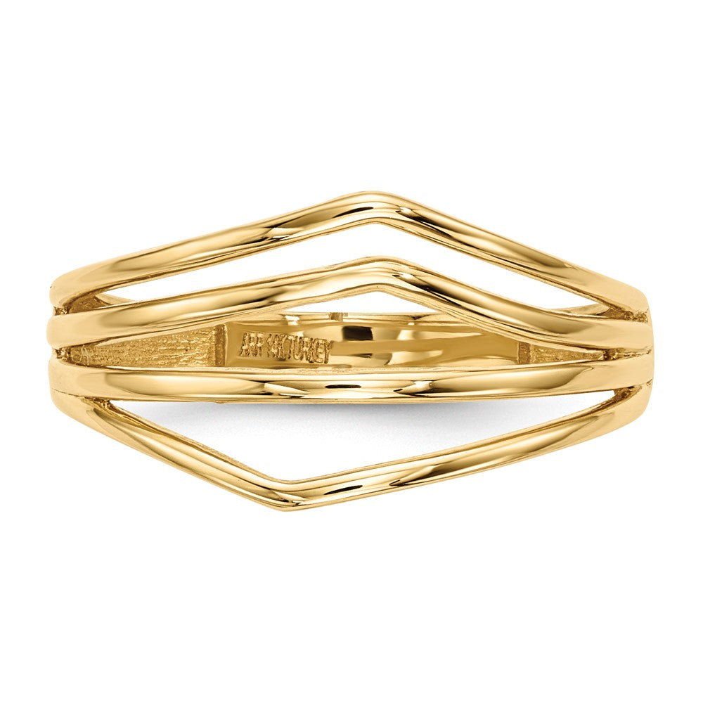 14K Gold Poliert 4-Balken-Ring