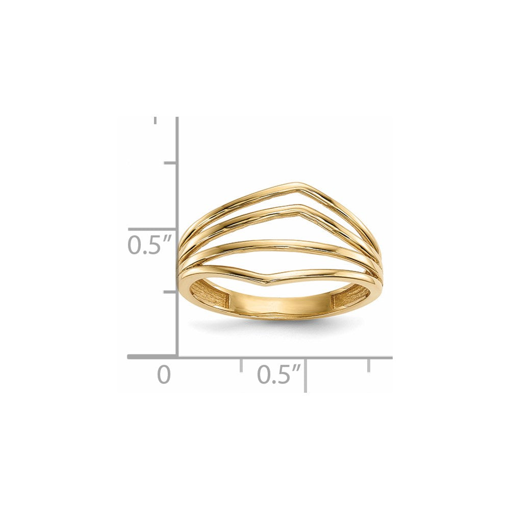 14K Gold Poliert 4-Balken-Ring