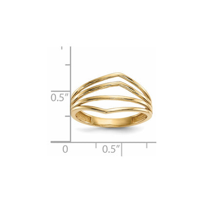 14K Gold Poliert 4-Balken-Ring