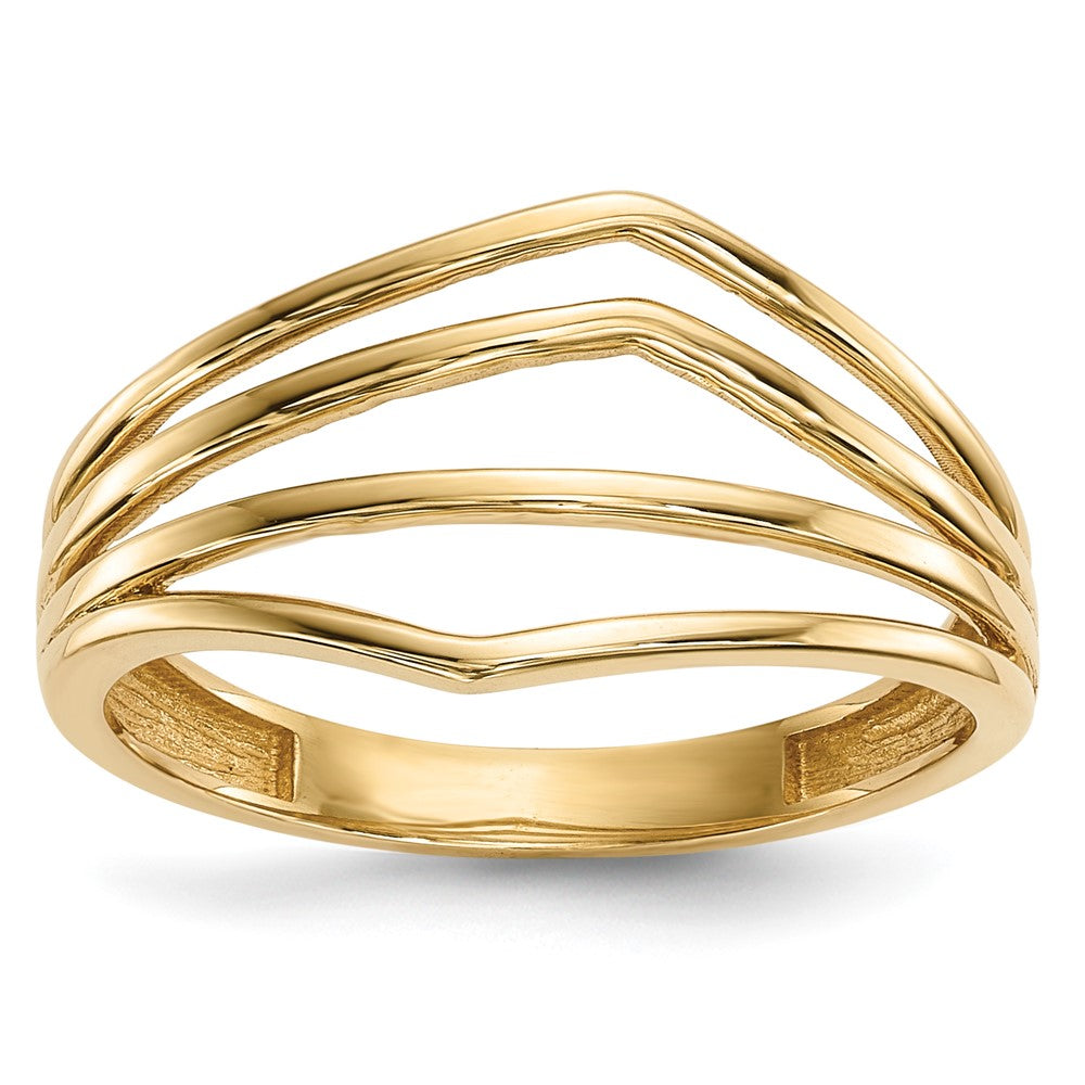 14K Gold Poliert 4-Balken-Ring