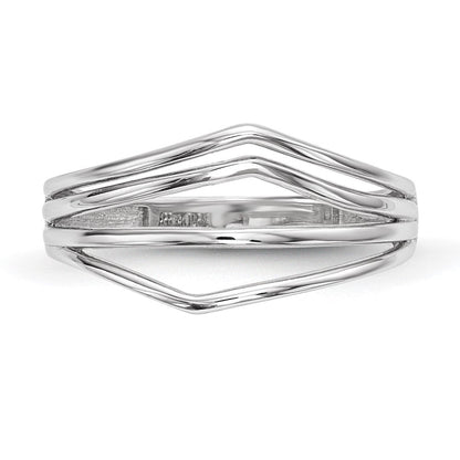 14K Weißgold Ring, poliert, mit 4 Stegen