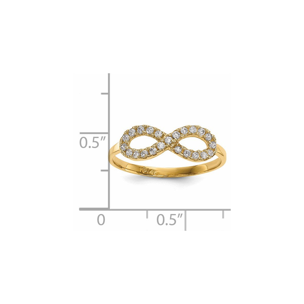 14K Gelbgold Zirkonia Unendlichkeit Symbol Ring