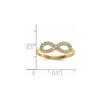 14K Gelbgold Zirkonia Unendlichkeit Symbol Ring