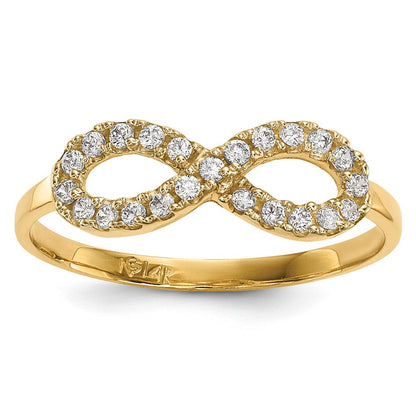 14K Gelbgold Zirkonia Unendlichkeit Symbol Ring