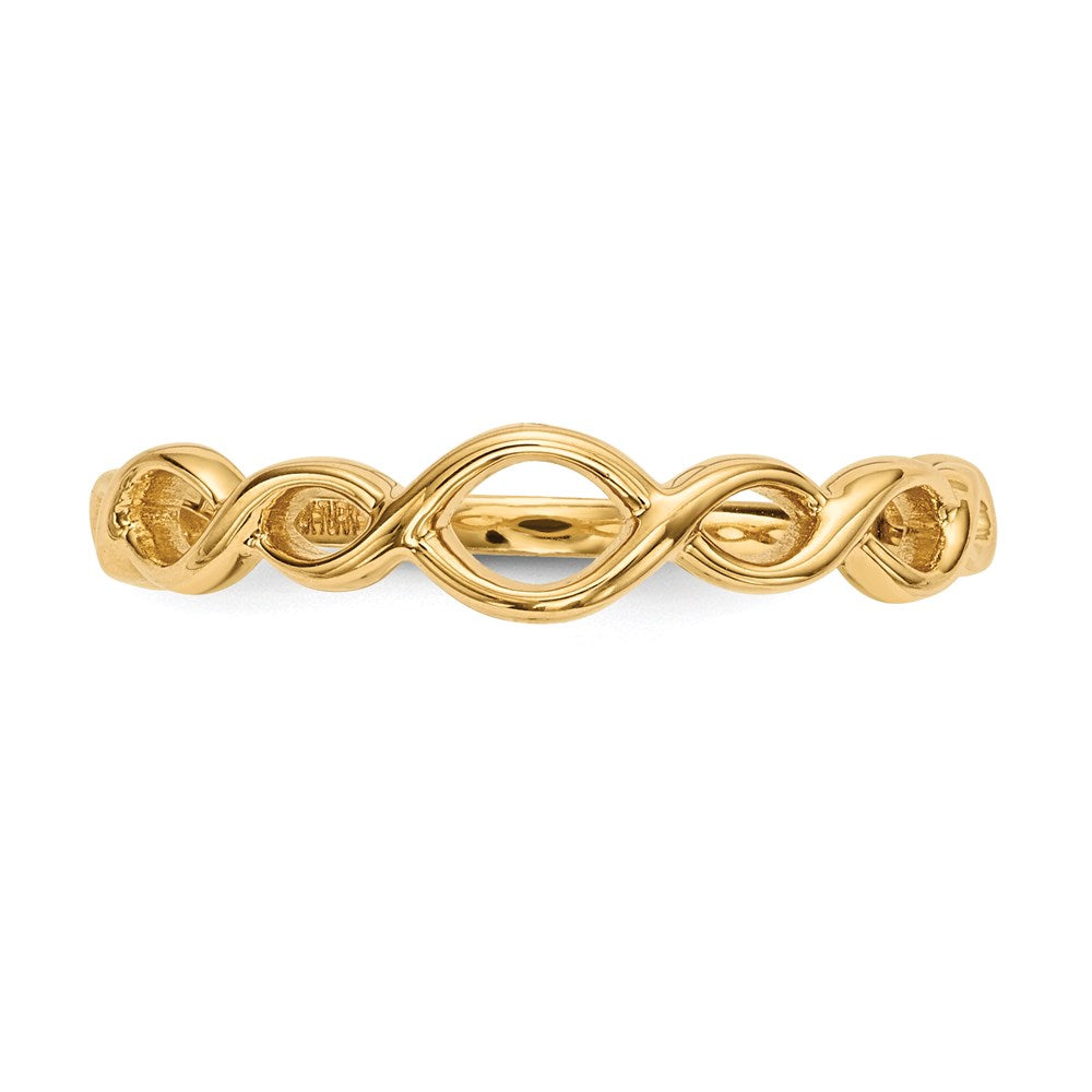 Ring aus 14K Gold mit poliertem Twisted-Schleifen-Design