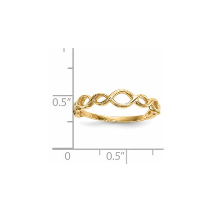 Ring aus 14K Gold mit poliertem Twisted-Schleifen-Design