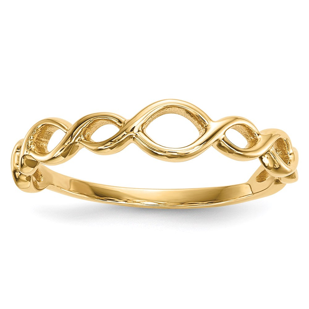 Ring aus 14K Gold mit poliertem Twisted-Schleifen-Design