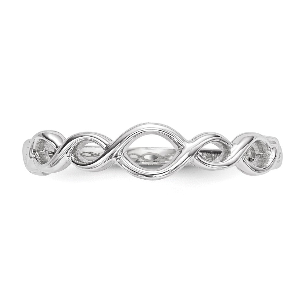 14K Weißgold Ring mit poliertem, gedrehtem Schlaufendesign
