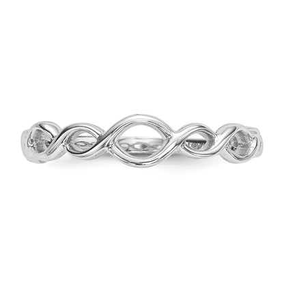 14K Weißgold Ring mit poliertem, gedrehtem Schlaufendesign