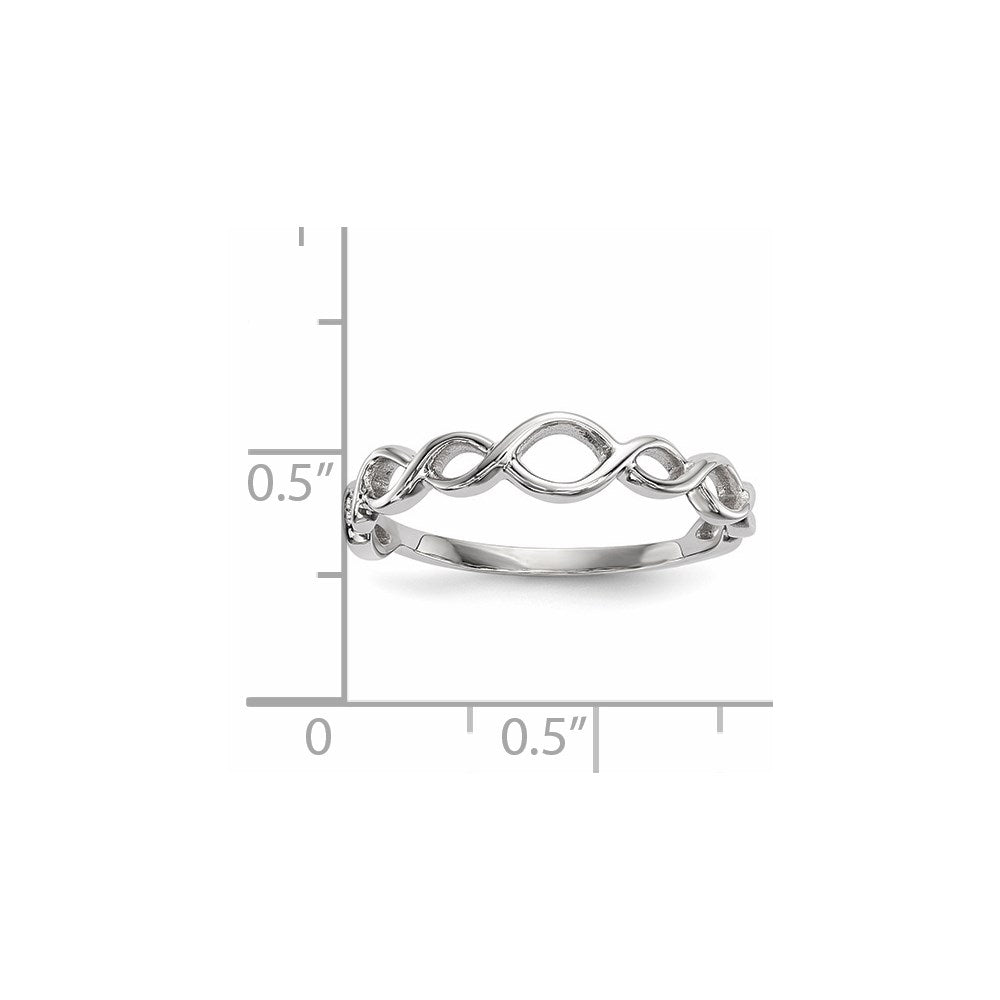 14K Weißgold Ring mit poliertem, gedrehtem Schlaufendesign