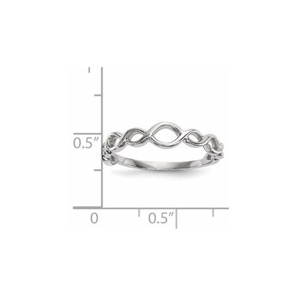 14K Weißgold Ring mit poliertem, gedrehtem Schlaufendesign
