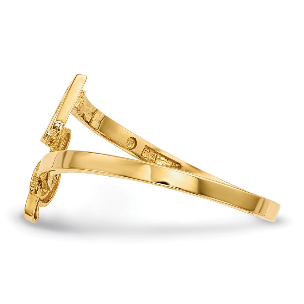 14K Gelbgold Polierter Bypass-Ring mit Musiknoten