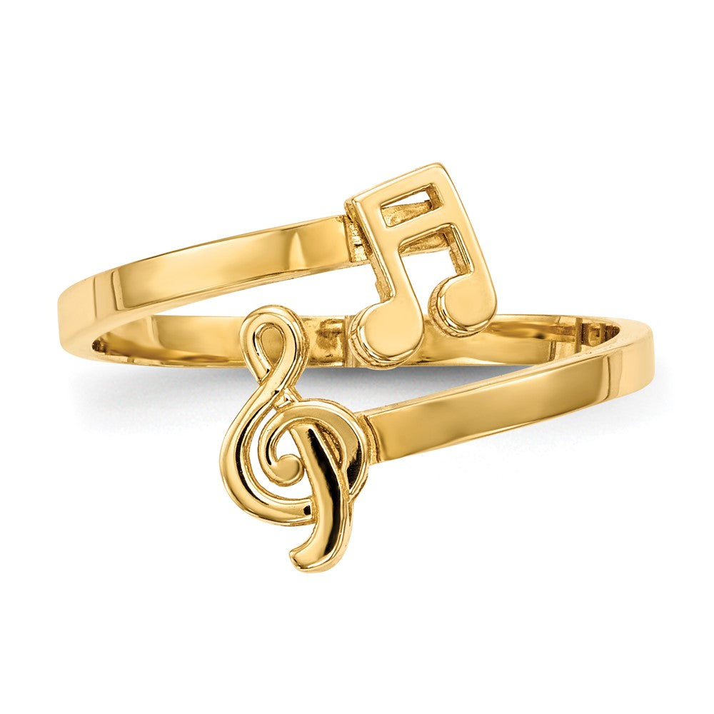 14K Gelbgold Polierter Bypass-Ring mit Musiknoten