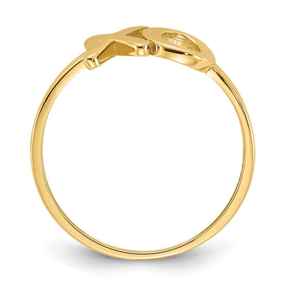 14K Gold X-O Ring poliert