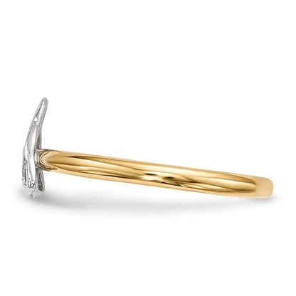 14K Bicolor Gold Ring mit poliertem Trinity-Knoten