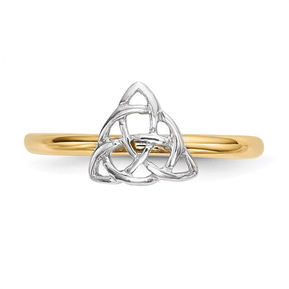 14K Bicolor Gold Ring mit poliertem Trinity-Knoten