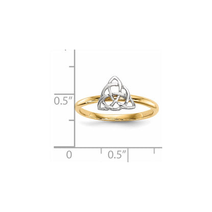 14K Bicolor Gold Ring mit poliertem Trinity-Knoten