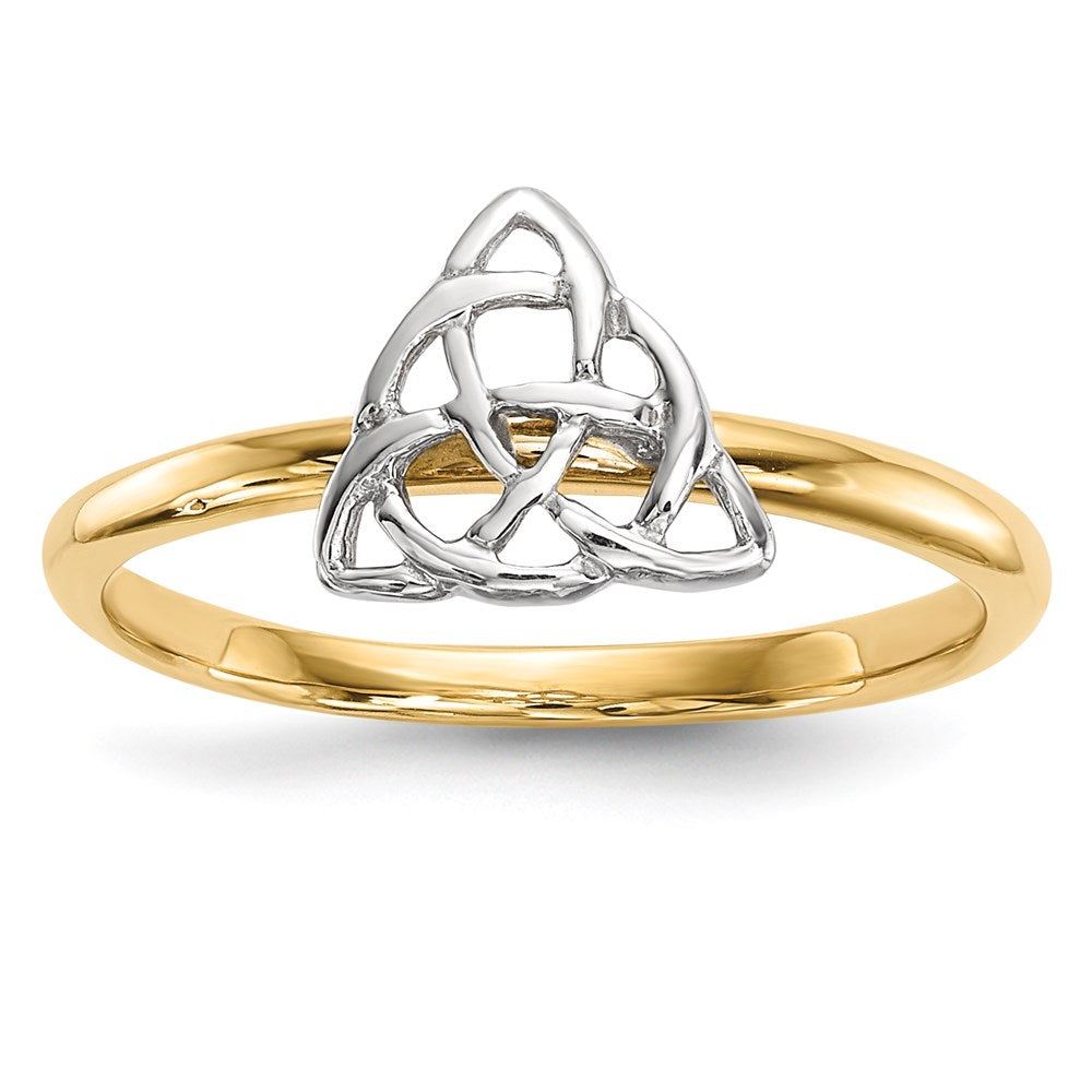 14K Bicolor Gold Ring mit poliertem Trinity-Knoten