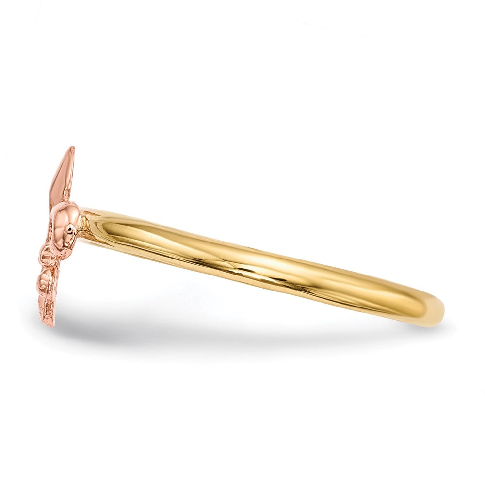 14K Bicolor Gold Polierter Fleur-de-Lis-Ring