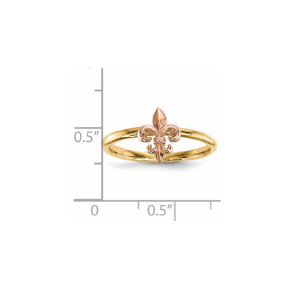 14K Bicolor Gold Polierter Fleur-de-Lis-Ring