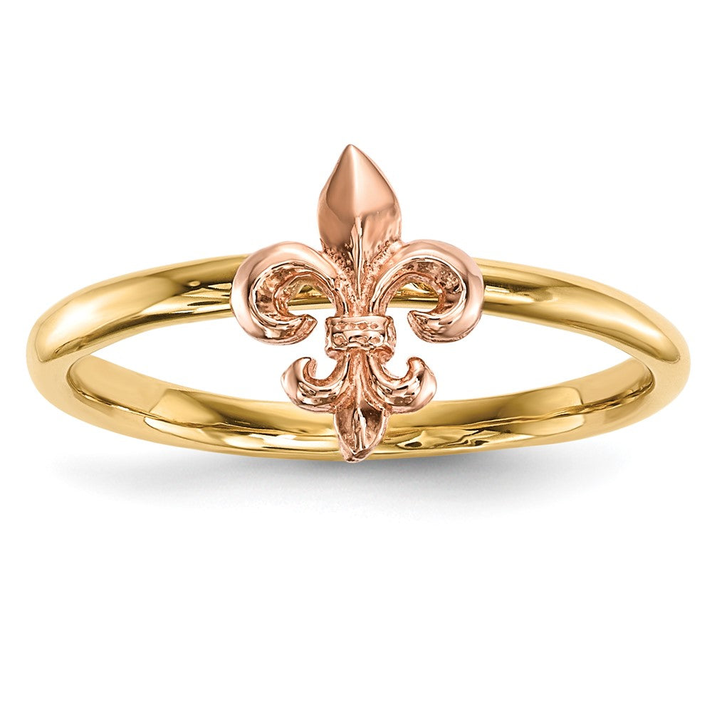 14K Bicolor Gold Polierter Fleur-de-Lis-Ring