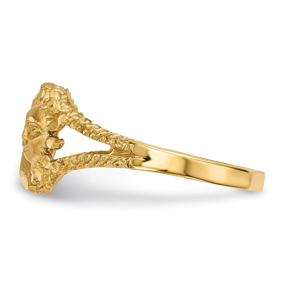 14K Gelbgold Poliert- und Mattierter Diamant-geschliffener Sonne-und-Mond-Ring