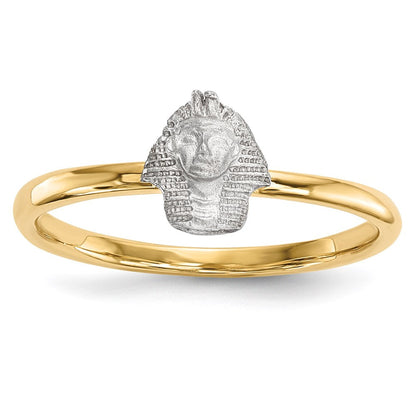 14K Bicolor Gold Ring, poliert und satiniert, Pharao-Design