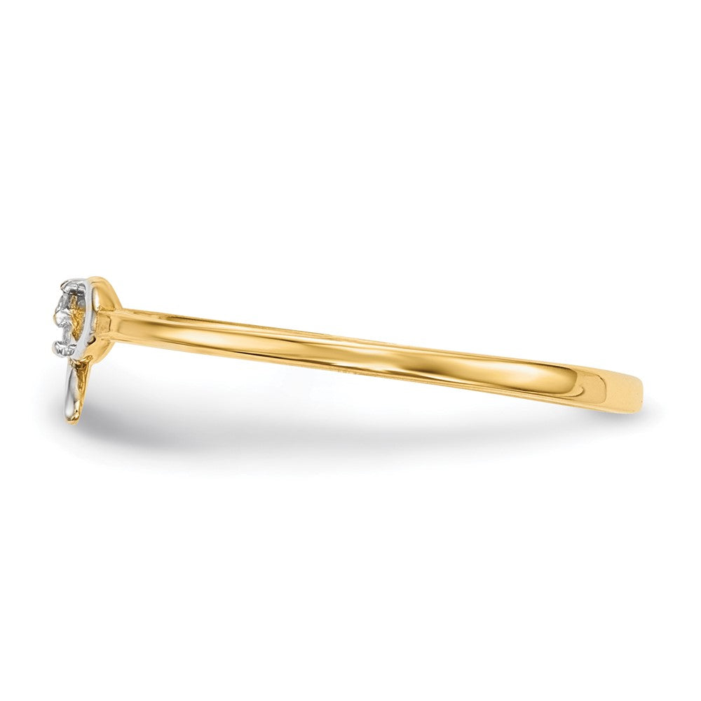 14K Gelb & Rhodium Zirkonia Schleife Ring