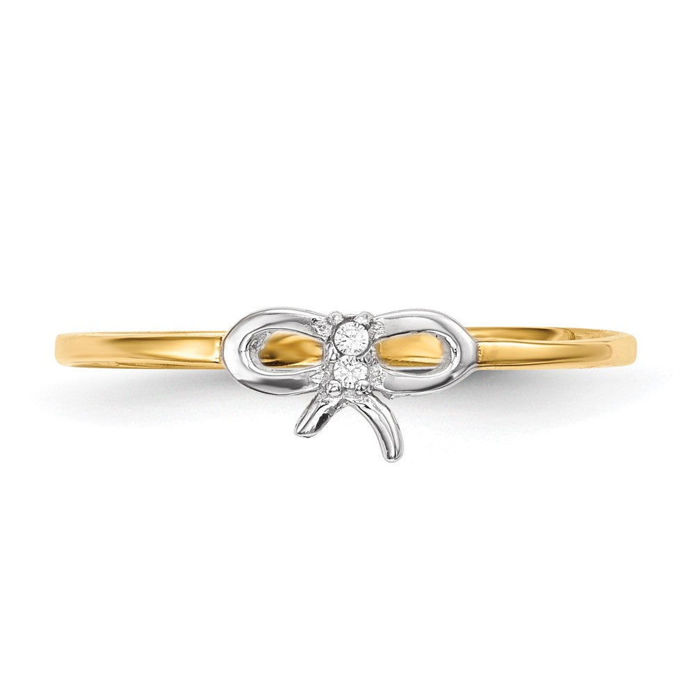 14K Gelb & Rhodium Zirkonia Schleife Ring