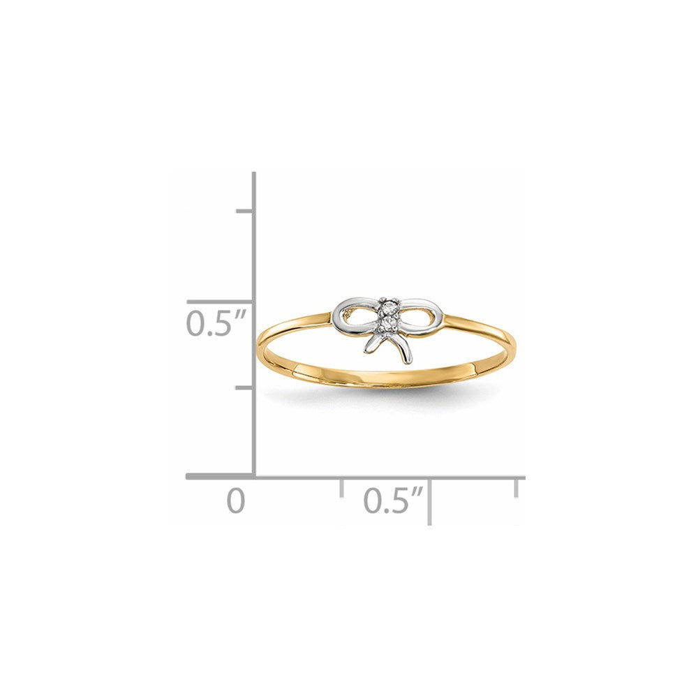 14K Gelb & Rhodium Zirkonia Schleife Ring
