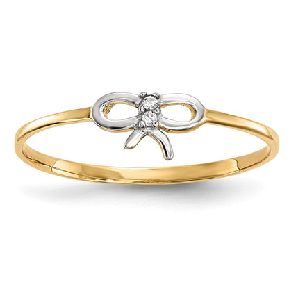 14K Gelb & Rhodium Zirkonia Schleife Ring