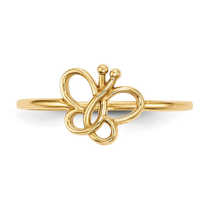 14K Gelbgold Polierter Schmetterling-Ring