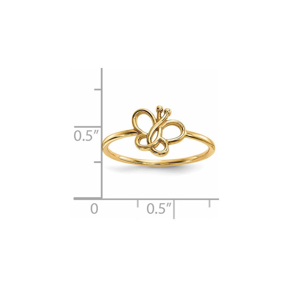 14K Gelbgold Polierter Schmetterling-Ring