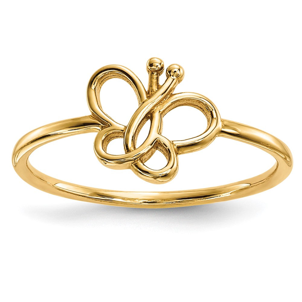 14K Gelbgold Polierter Schmetterling-Ring