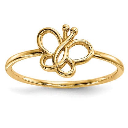 14K Gelbgold Polierter Schmetterling-Ring