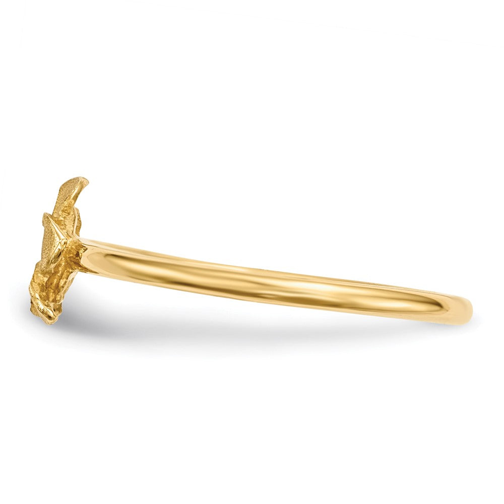 14K Gelbgold Ring mit satinierter und diamantierter Plumeria-Blüte