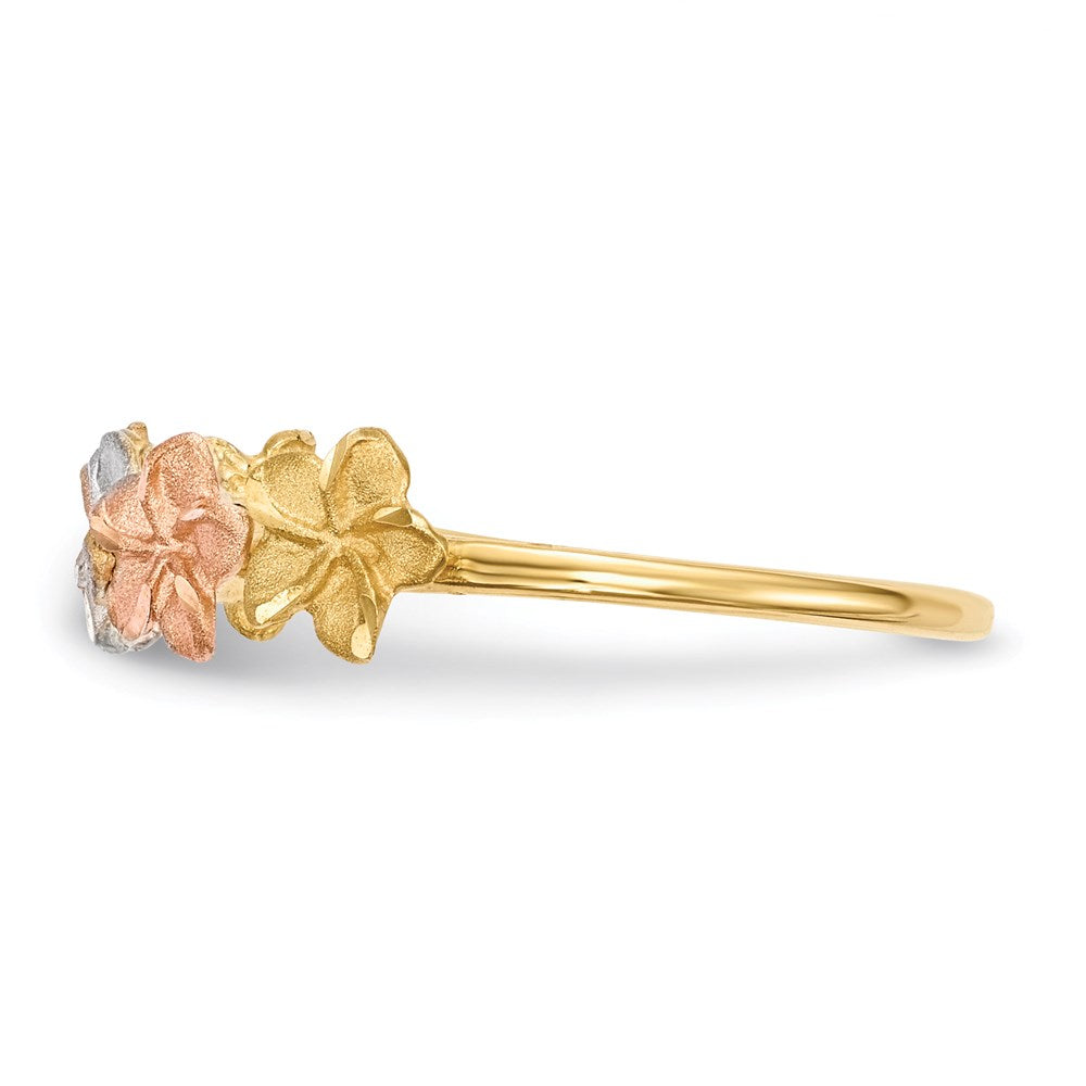 14K Bicolor-Gold mit weißem Rhodium, poliert und satiniert, Ring mit 5 Blumen