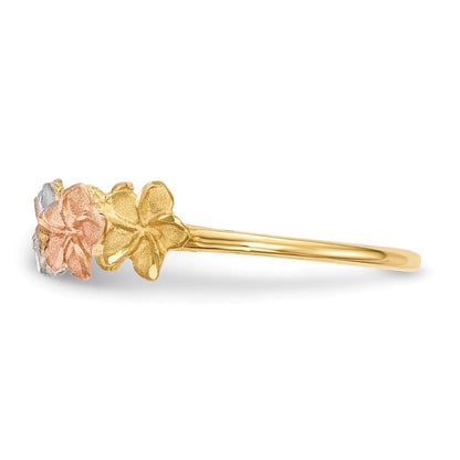 14K Bicolor-Gold mit weißem Rhodium, poliert und satiniert, Ring mit 5 Blumen