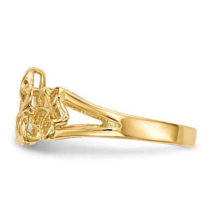 14K Gelbgold Ring mit 3 polierten Plumerien