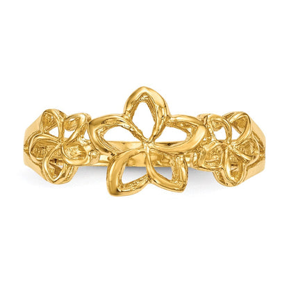 14K Gelbgold Ring mit 3 polierten Plumerien