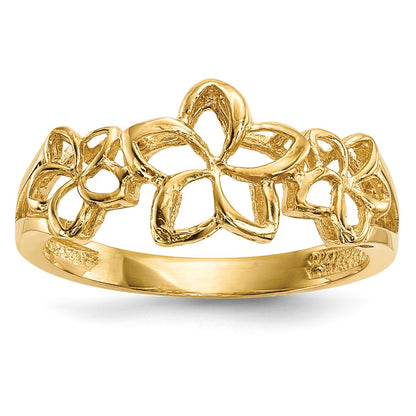 14K Gelbgold Ring mit 3 polierten Plumerien