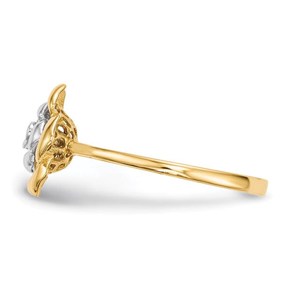 14K Bicolor Gold Poliert Blumen-Ring