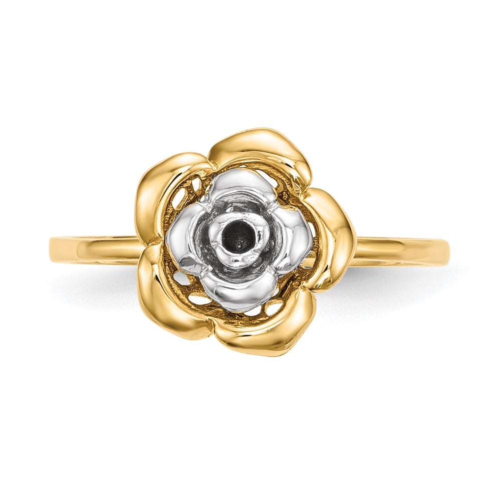 14K Bicolor Gold Poliert Blumen-Ring