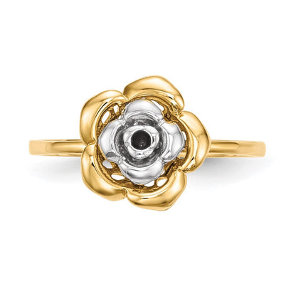14K Bicolor Gold Poliert Blumen-Ring
