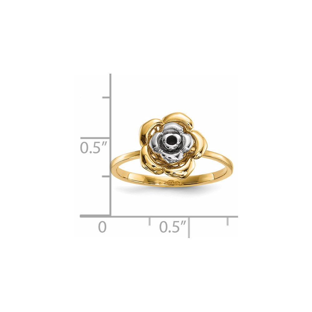 14K Bicolor Gold Poliert Blumen-Ring