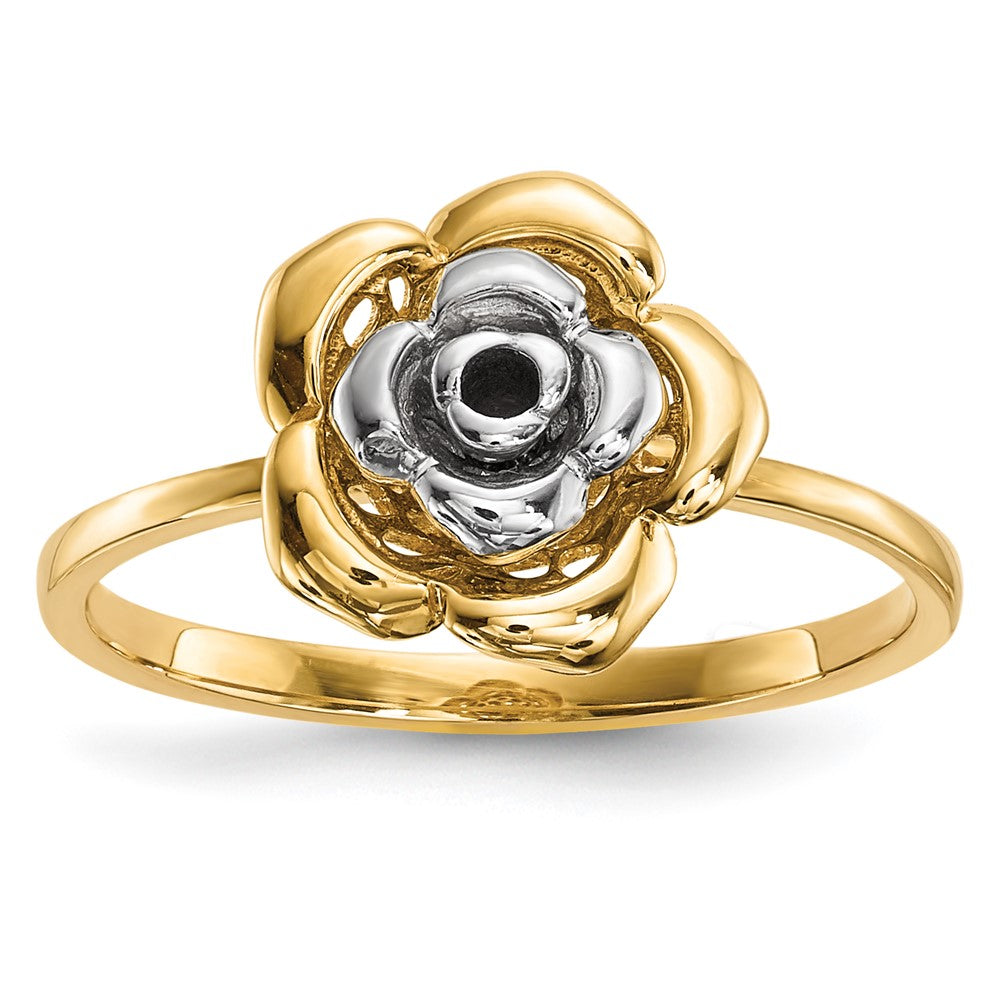 14K Bicolor Gold Poliert Blumen-Ring