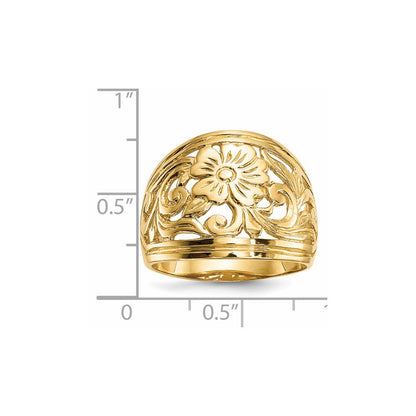 14K Gelbgold Poliert Blumen-Ring