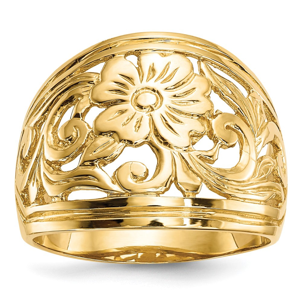 14K Gelbgold Poliert Blumen-Ring