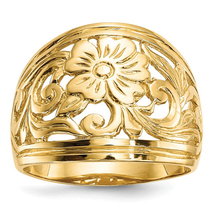 14K Gelbgold Poliert Blumen-Ring